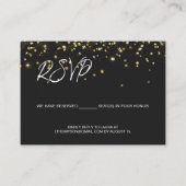 50th birthday Email RSVP Gold confetti QR code エンクロージャーカード (正面)