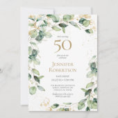 50th Birthday Eucalyptus Card Request 招待状 (正面)