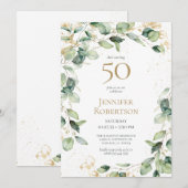 50th Birthday Eucalyptus Card Request 招待状 (正面/裏面)