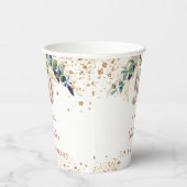 50th birthday eucalyptus greeneryグリッター名 紙コップ (右)