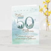 50th Birthday Evergreen Pines and Deer Nature カード (黄色い花)