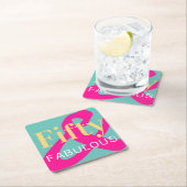 50th Birthday Fifty and Fabulous Bold Bright Party スクエアペーパーコースター (インサイチュ)