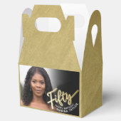 50th birthday Fifty script gold black photos フェイバーボックス (オープン)