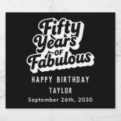 50th Birthday Fifty Years of Fabulous Retro Bold  スパークリングワインラベル (シングルラベル)
