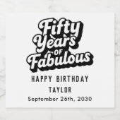 50th Birthday Fifty Years of Fabulous Retro White スパークリングワインラベル (シングルラベル)