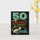 50th Birthday Fishing Turning 50 Fisherman Mens Pu カード (黄色い花)