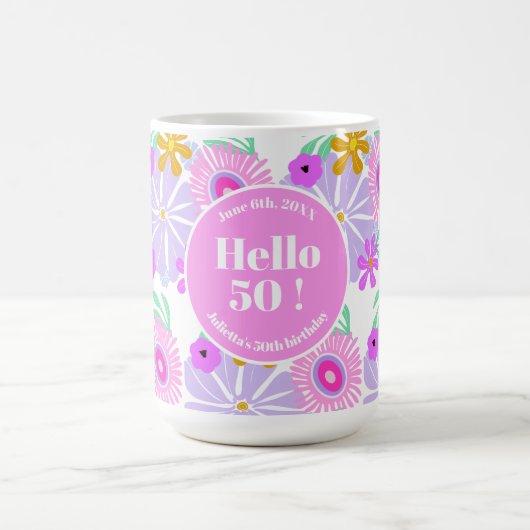 50th birthday floral romantic classic pretty Mug コーヒーマグカップ (中央)