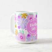 50th birthday floral romantic classic pretty Mug コーヒーマグカップ (正面左)