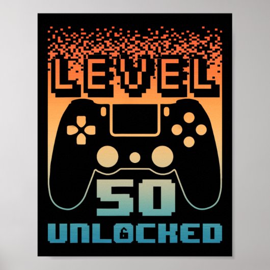 50th Birthday For Men Level 50 Unlocked Gamer 50 Y ポスター (正面)