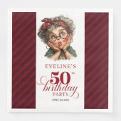 50th Birthday Funny Old Lady Napkins Party Decor (正面)
