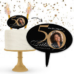 50th Birthday Gold Black Calligraphy Custom Photo ケーキピック<br><div class="desc">50th Birthday Gold Black Calligraphy Custom Photo Cake Topper. And elegantly designed special birthday celebration invitation,  featuring a custom photo of birthday person and script calligraphy with vintage flourish elements. Simple enough to fit a variety of themes and colors!
Need help? Simply contact me!</div>