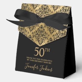 50th Birthday Gold Damask Thank You  フェイバーボックス
