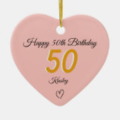 50th Birthday Gold Shadow Monogram heart セラミックオーナメント (正面)