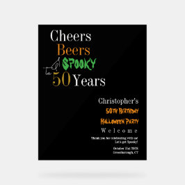 50th Birthday Halloween Spooky Party Welcome アクリルサイン
