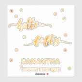 50th birthday hello 50金ゴールド名シール シール (シート)