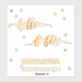 50th birthday hello 50金ゴールド名シール シール