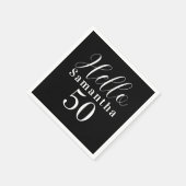 50th Birthday Hello 50 Black and White Party スタンダードカクテルナプキン (角)