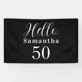 50th Birthday Hello 50 Black White Birthday 横断幕 (横)