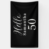50th Birthday Hello 50 Black White Birthday 横断幕 (縦)