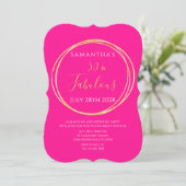 50th Birthday Hot Pink Gold Birthday Invitation 招待状 (スタンド正面)