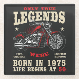 50th Birthday Man Biker Motorcycle Chopper 1975 ガラスコースター