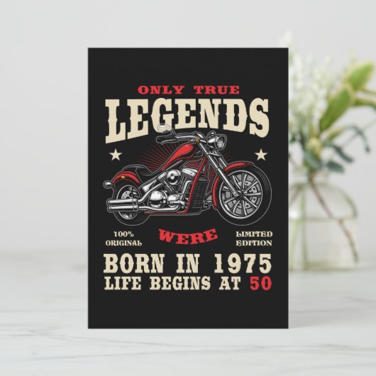 50th Birthday Man Biker Motorcycle Chopper 1975 招待状 (スタンド正面)