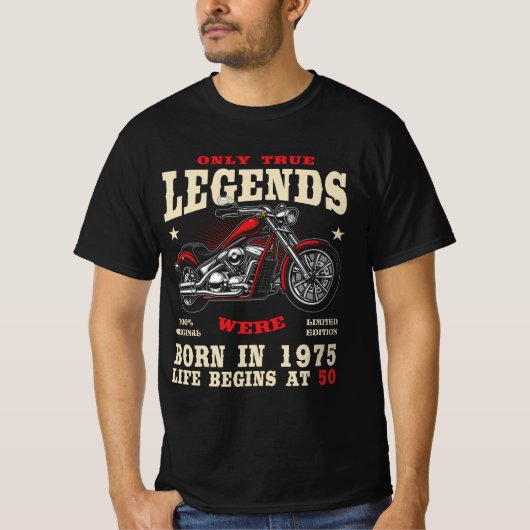 50th Birthday Man Biker Motorcycle Chopper 1975 Tシャツ (正面)