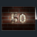 50th birthday-marquee light sign on brick<br><div class="desc">50歳の誕生日の素朴なレンガの壁にライトマーキーライト</div>