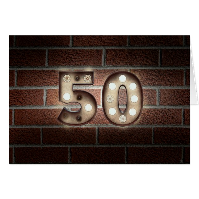 50th birthday-marquee light sign on brick (正面横)