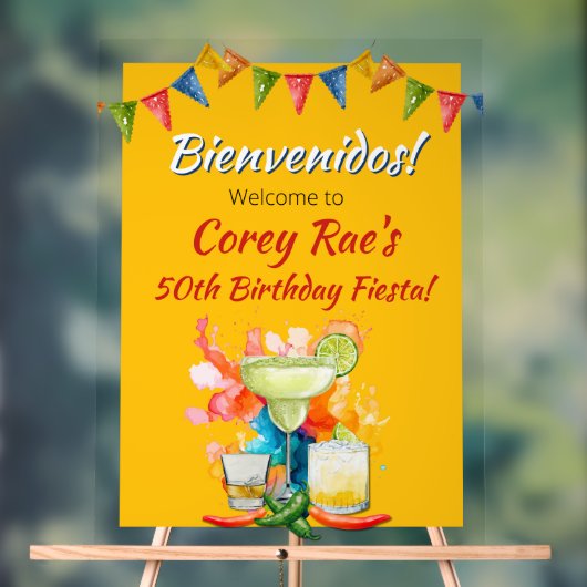50th Birthday Mexican Fiesta Bienvenidos Welcome アクリルサイン (ニュートラル)