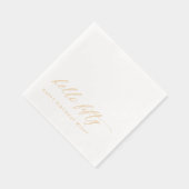 50th Birthday Modern Elegant Gold Hello Fifty 箔ナプキン (右)