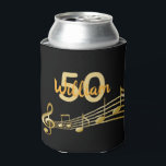 50th birthday music notesブラック金ゴールド名 缶クーラー<br><div class="desc">50歳の誕生日パフェイクーティーのための金ゴールド音楽ノートと黒い背景。テンプレートの名前と年齢、黄金の文字。彼と彼女の両方のために。</div>