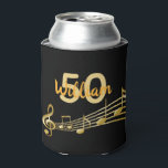 50th birthday music notesブラック金ゴールド名 缶クーラー<br><div class="desc">50歳の誕生日パフェイクーティーのための金ゴールド音楽ノートと黒い背景。テンプレートの名前と年齢、黄金の文字。彼と彼女の両方のために。</div>