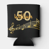 50th birthday music notesブラック金ゴールド名 缶クーラー (裏面)