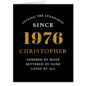 50th Birthday Name 1976 Black Gold Elegant Card (正面)