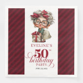 50th Birthday Napkins Funny Old Lady Party Table (正面)