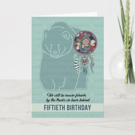 50th Birthday Native American Bear カード (正面)