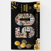 50th Birthday Number 50 Photo Collage Black Gold 横断幕 (縦)