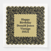 50th Birthday Number Pattern Scallops Black Gold (正面)