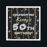 50th Birthday Partyお名前の追加 スタンダードカクテルナプキン<br><div class="desc">祝は、カスタマイズ可能な誕生日パーティーの提供でマイルストーンの誕生日！</div>