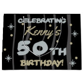 50th Birthday Partyお名前の追加 ラージペーパーバッグ (正面)