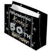 50th Birthday Partyお名前の追加 ラージペーパーバッグ (正面アングル)