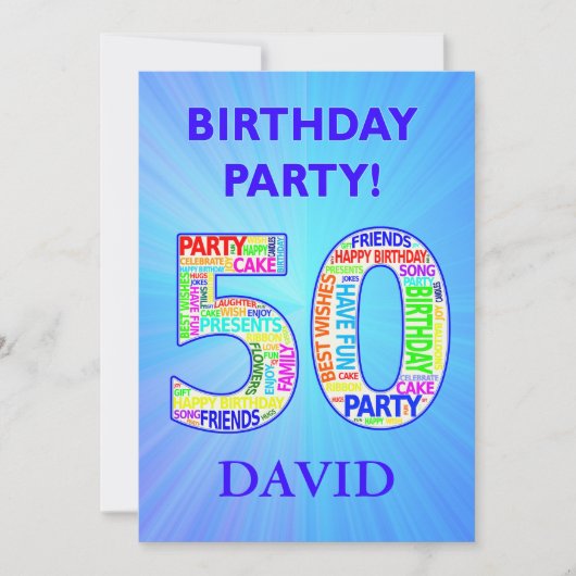 50th Birthday Partyへの招待の追加 招待状 (正面)