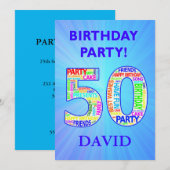 50th Birthday Partyへの招待の追加 招待状 (正面/裏面)