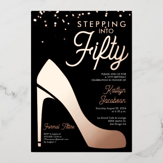 50th Birthday Partyハイヒールへの参加 箔シーズンカード (正面)