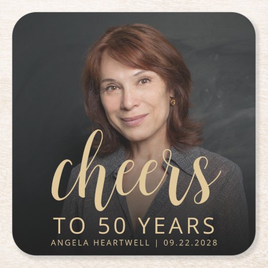 50th Birthday Partyフォト応援 スクエアペーパーコースター (正面)