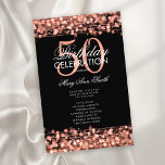 50th Birthday Partyプログラムバラ金ゴールド（メニュー付） チラシ<br><div class="desc">「エレガントBirthday Party Program」デザインとキラキラと光をバラ金ゴールドに追加したカスタム文字。</div>