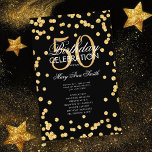 50th Birthday Partyプログラム金ゴールドグリッター（メニュー付き） チラシ<br><div class="desc">"バースデーパエレガントーティプログラム"金ゴールドとブラックのグリッター紙吹雪とデザイン文字付きカスタム。</div>