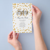 50th Birthday Partyプログラム金ゴールドグリッター（メニュー付き） チラシ (ハンドル)