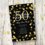 50th Birthday Partyプログラム金ゴールド紙吹雪（メニュー付き） チラシ<br><div class="desc">"バースデーパエレガントーティプログラム"金ゴールドとブラックのグリッター紙吹雪とデザイン文字付きカスタム。</div>